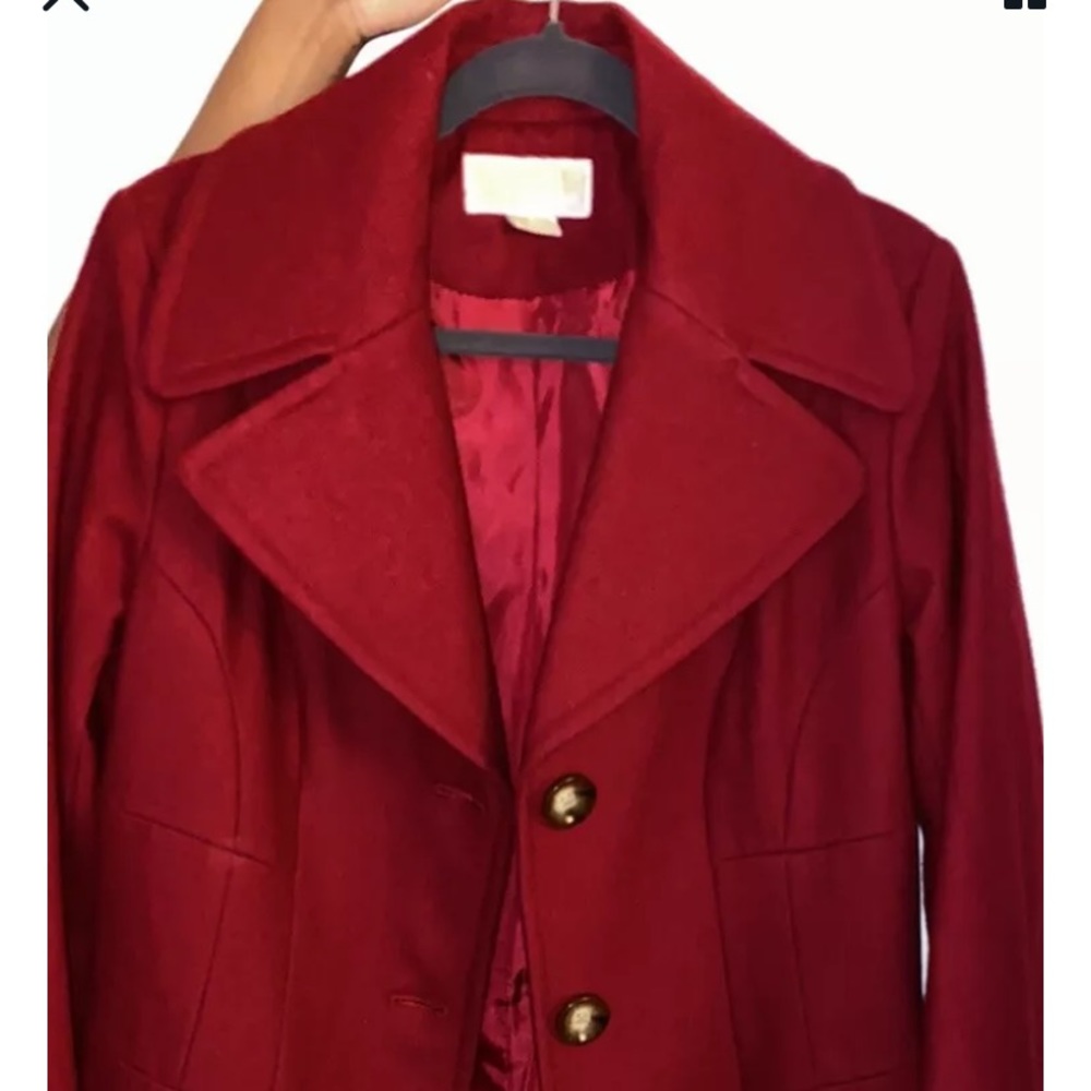 MICHAEL KORS Long Red Wool Blend Coat Size 12